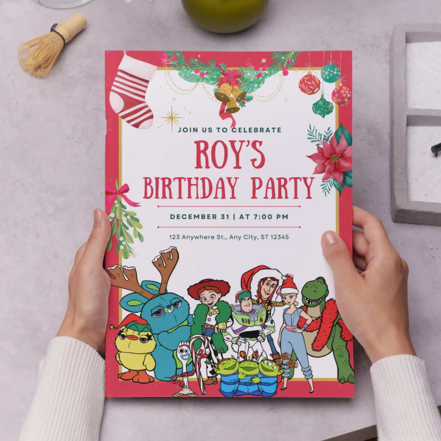 Toy Story Christmas Birthday Invitation Template - CreativeRino