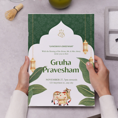Gruhapravesham Invitation Template | Indian Housewarming Invite - CreativeRino