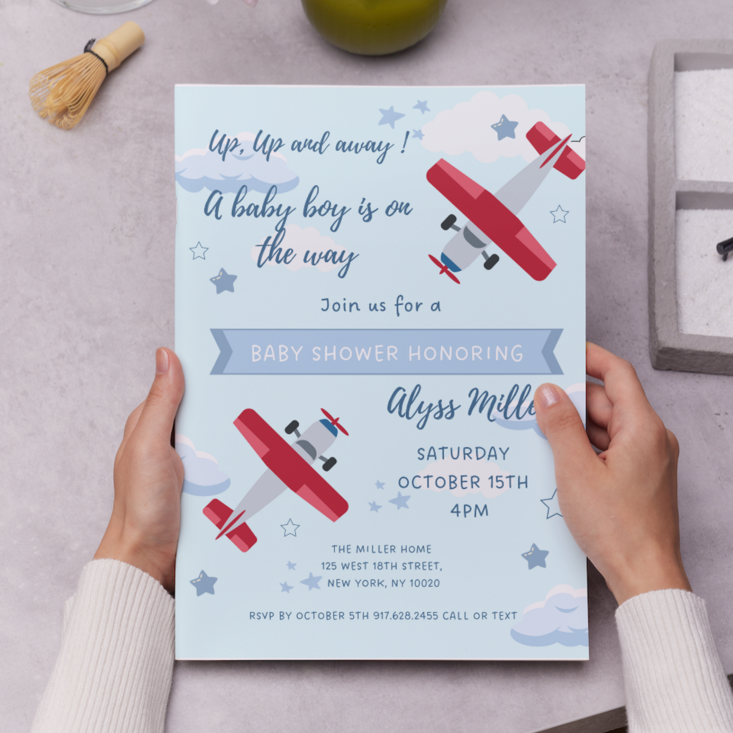 Airplane Baby Shower Invitation Template