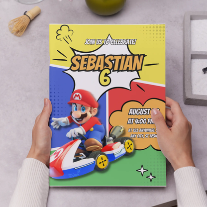 Mario Kart Birthday Invitation Template - CreativeRino