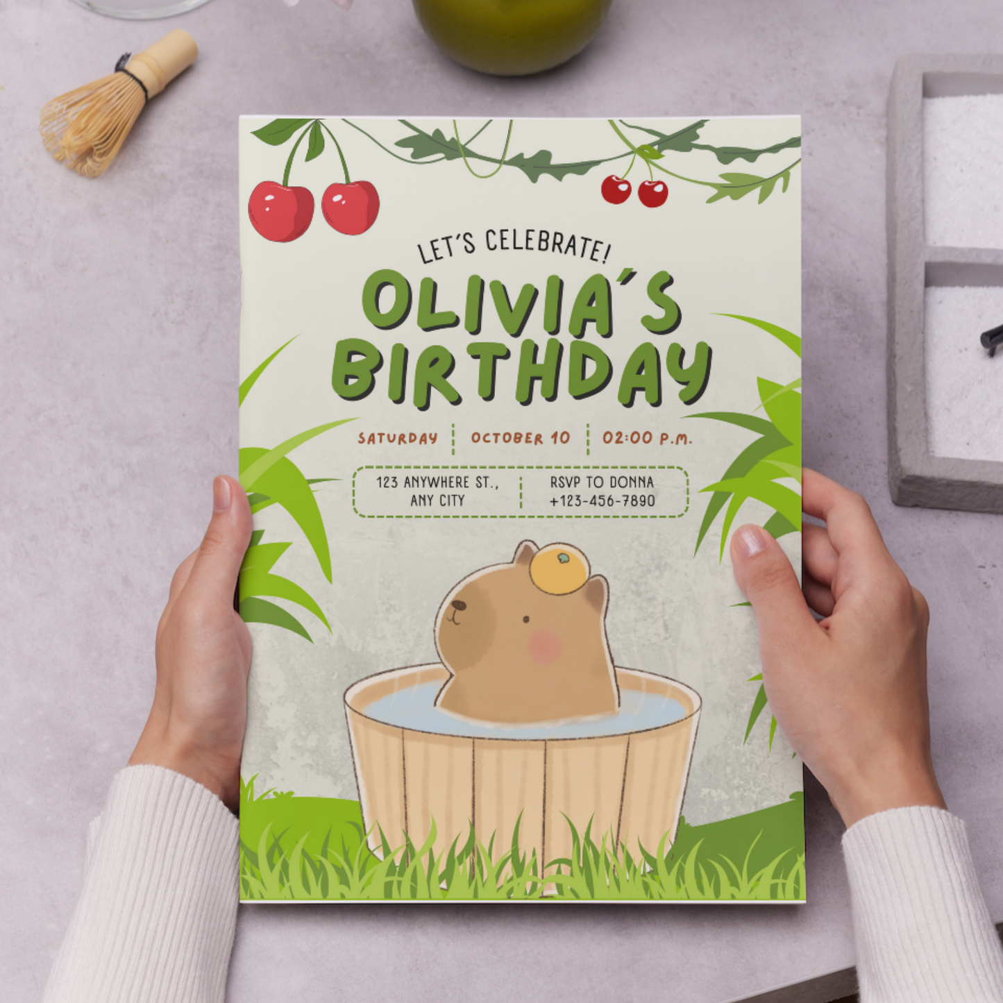 Capybara Birthday Invitation Template