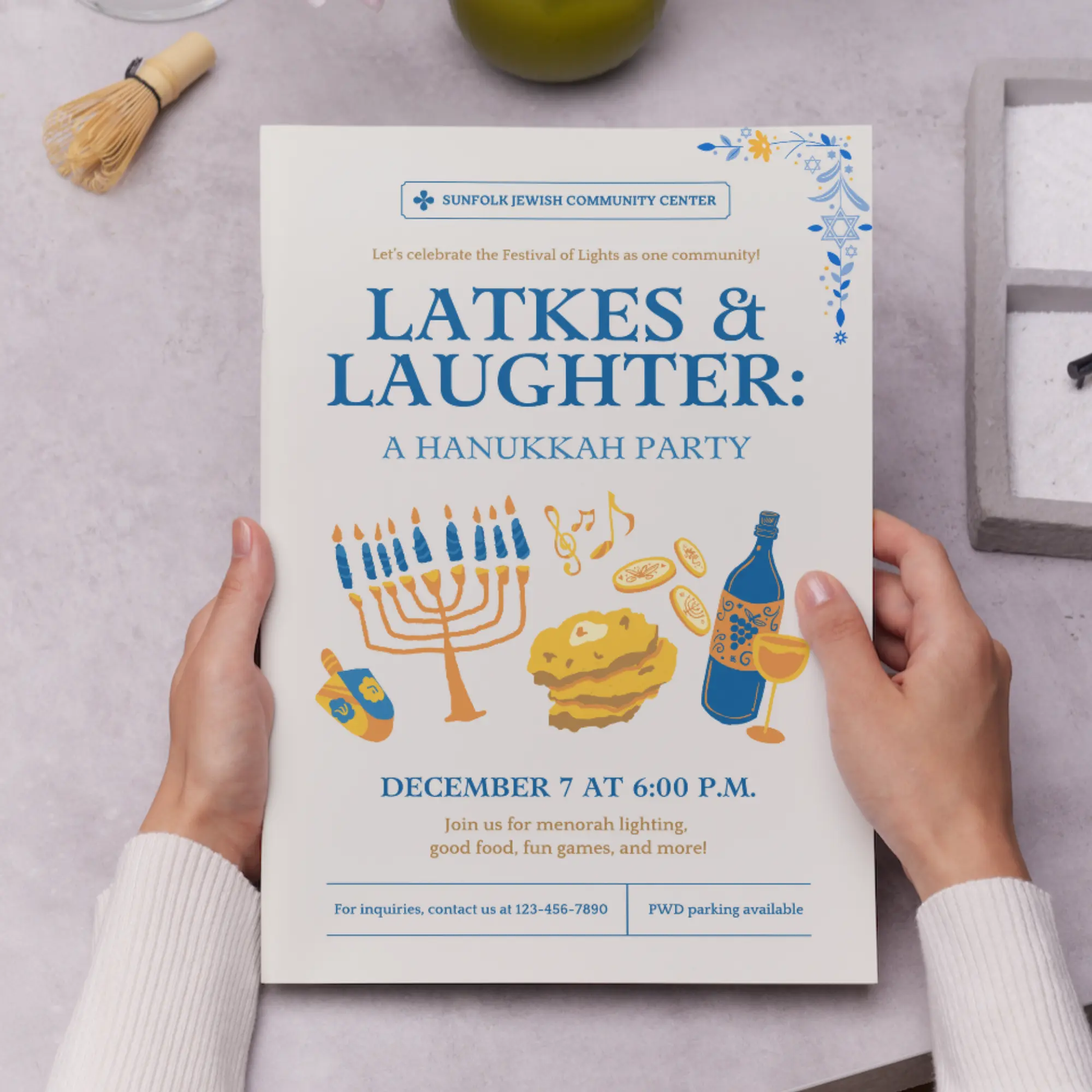 Hanukkah Invitation Template | Hanukkah Celebration Party Invite - CreativeRino