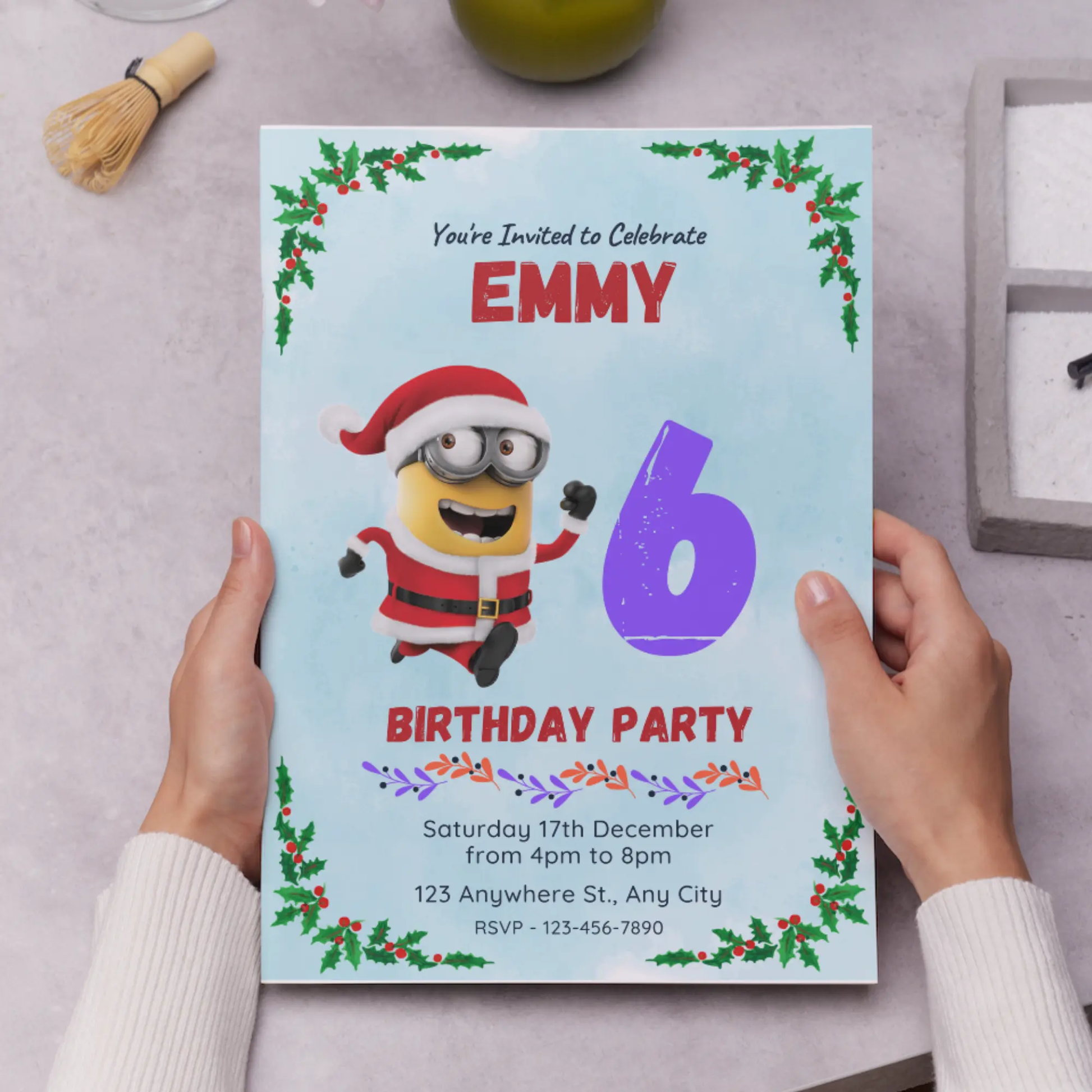 Minions Christmas Birthday Invitation Template - CreativeRino