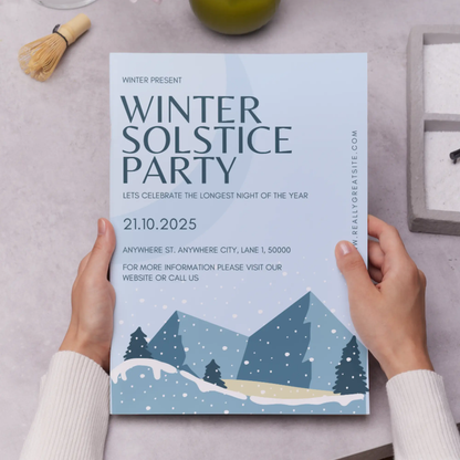 Winter Solstice Party Invitation Template - CreativeRino