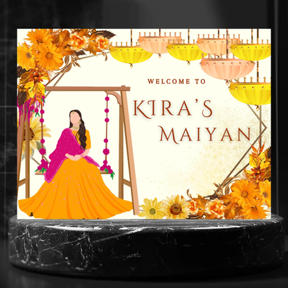 Maiyan Pithi Haldi Sign Template | Indian Wedding Welcome Sign - CreativeRino