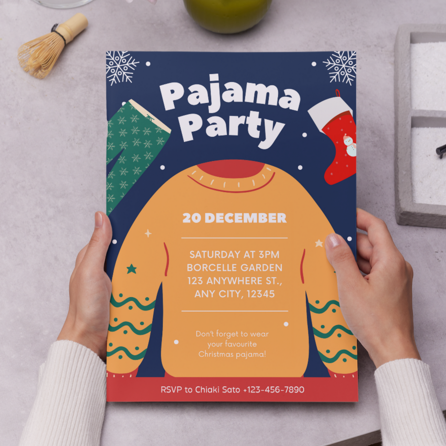 Slumber Christmas Pajamas Party Invitation Template