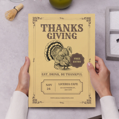 Little Turkey Thanksgiving Invitation Template - CreativeRino