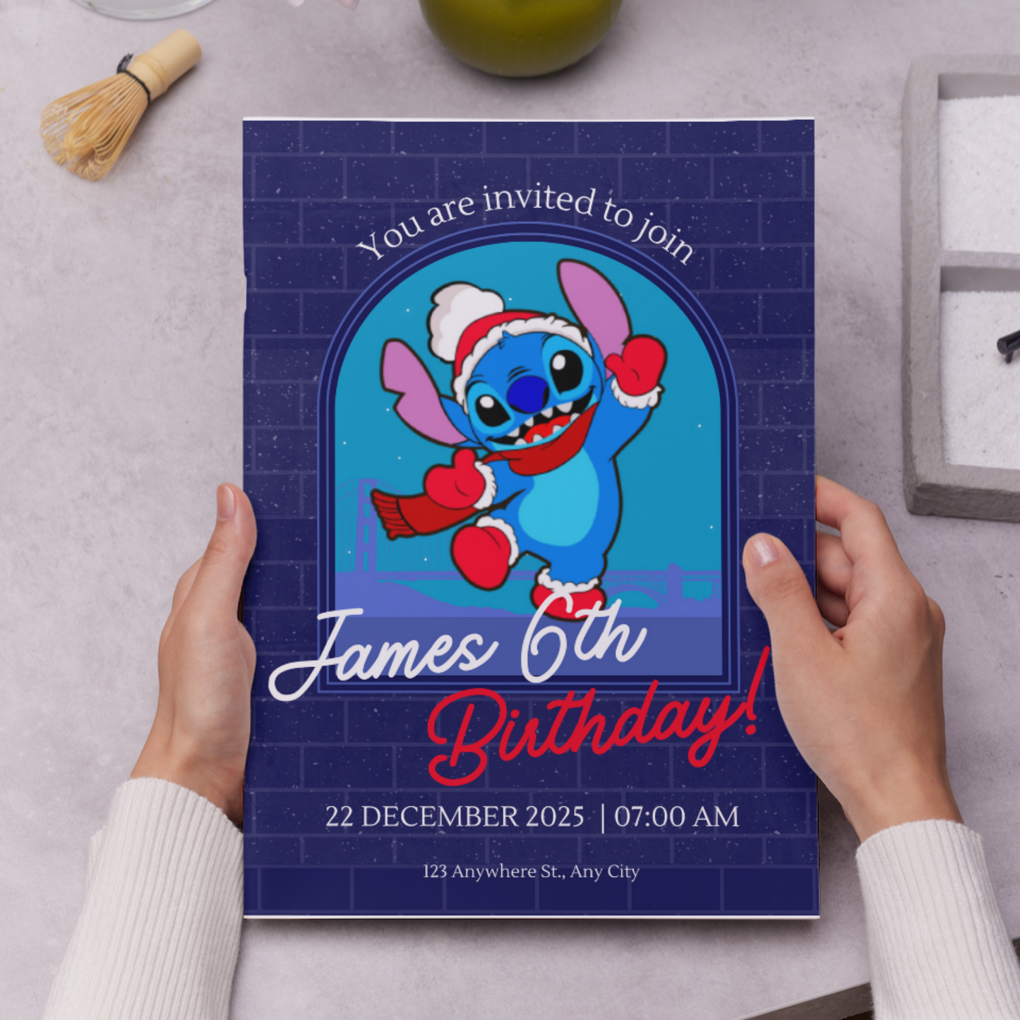 Stitch Christmas Birthday Invitation Template