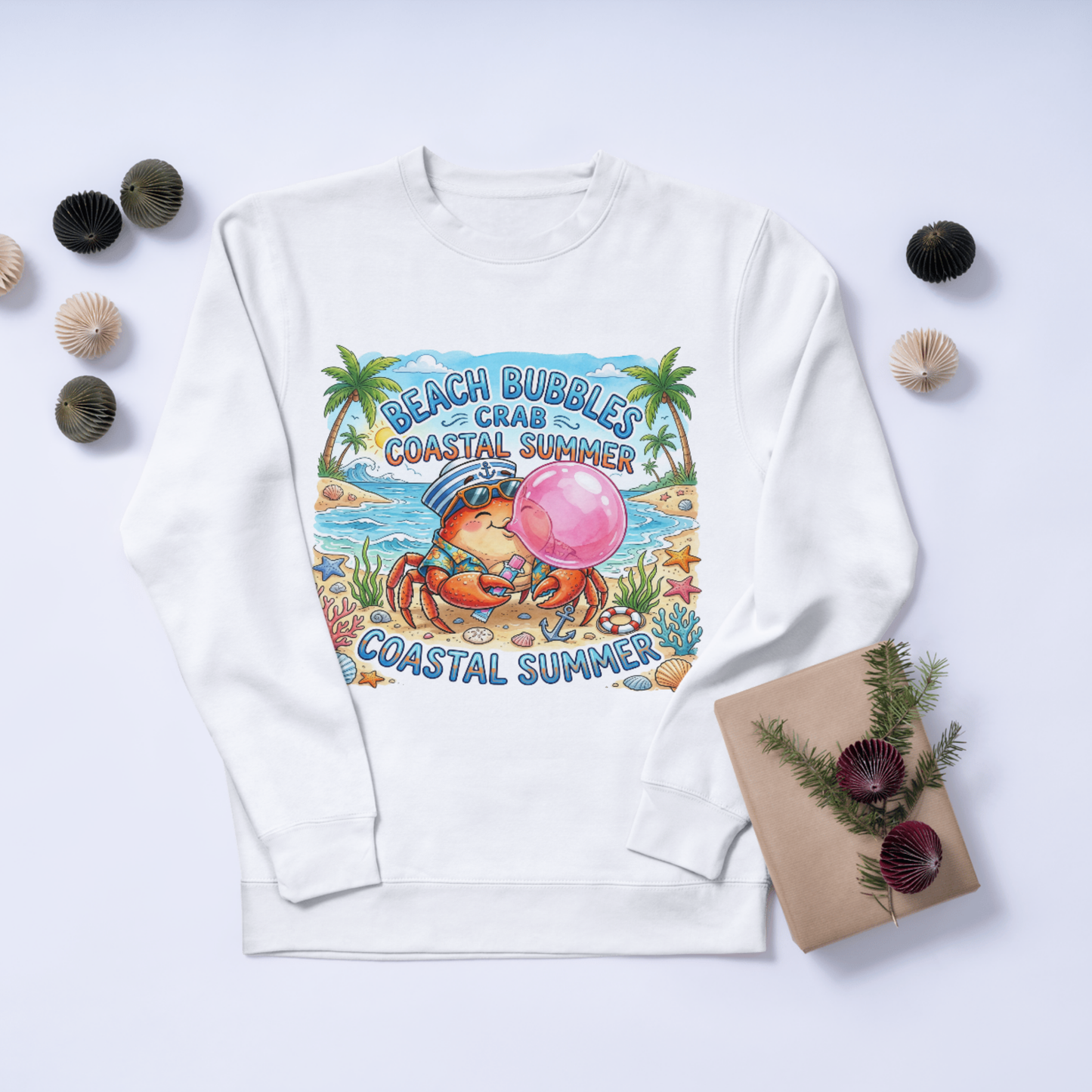 Cute Crab Blowing Bubble PNG – Summer Beach Clipart Digital Download CreativeRino