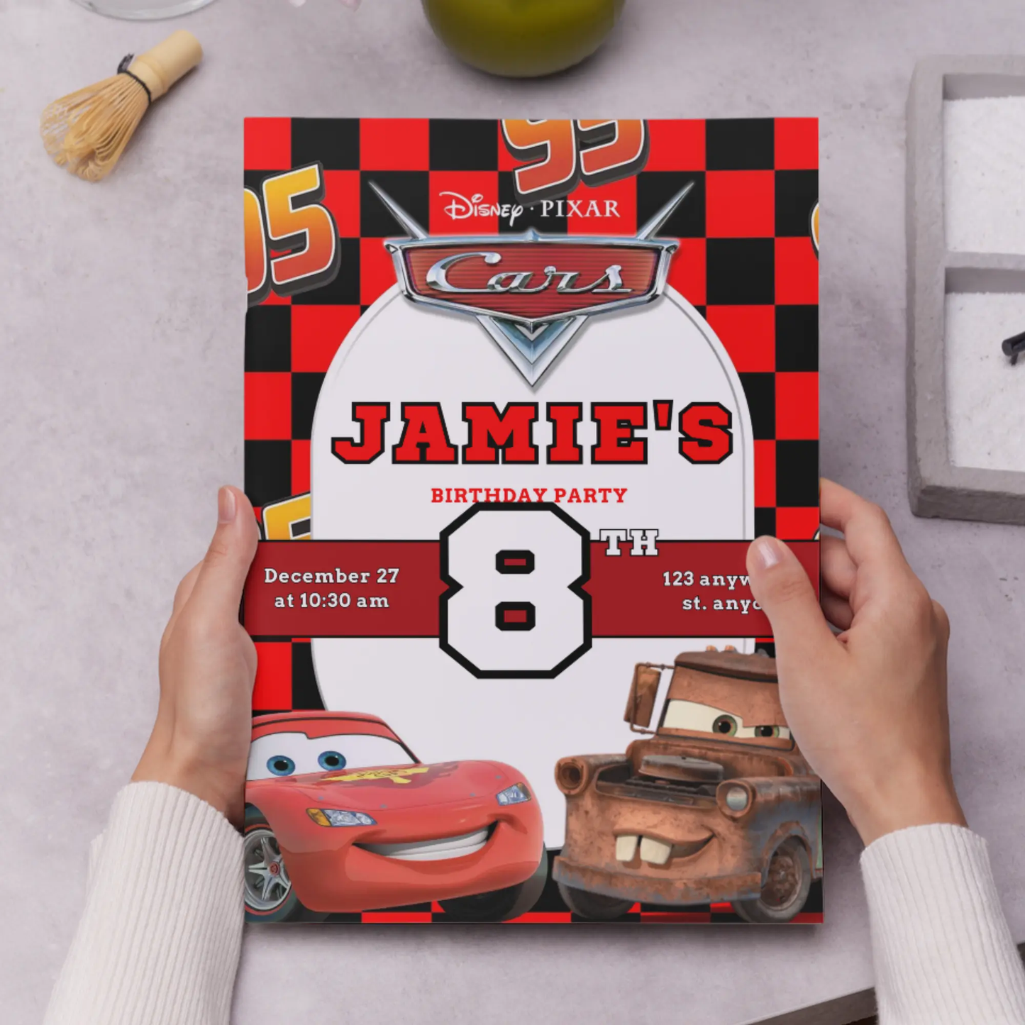 Lightning Mcqueen and Mater Cars Birthday Invitation Template - CreativeRino