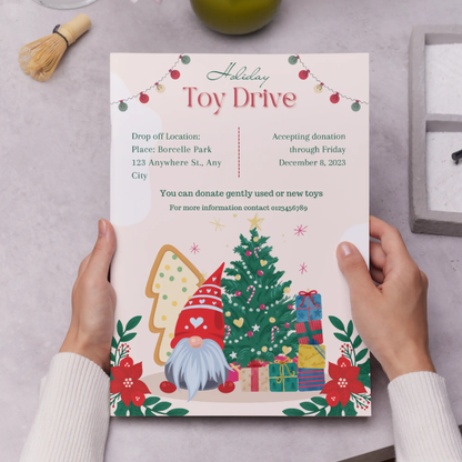 Christmas Toy Drive Flyer Template | Holiday Toy Drive Invitation - CreativeRino