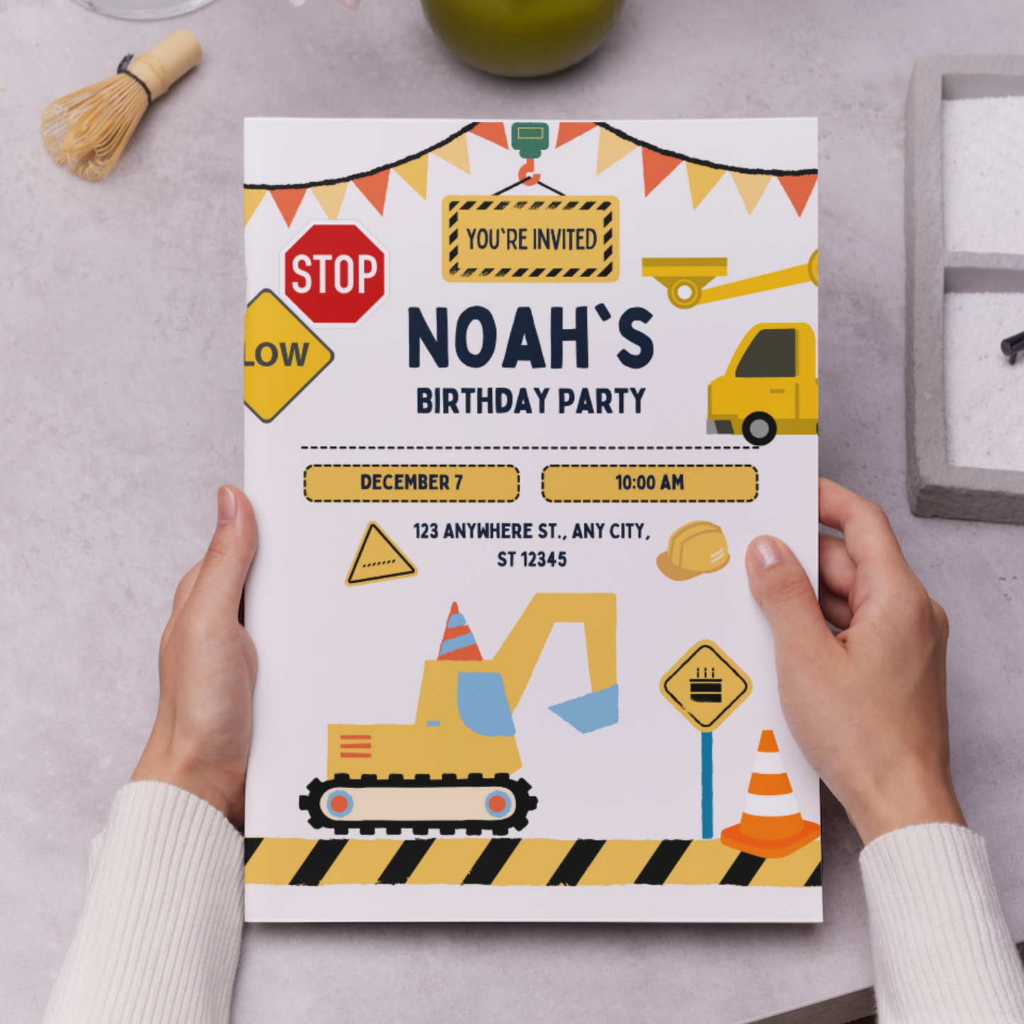 Construction Birthday Invitation Template