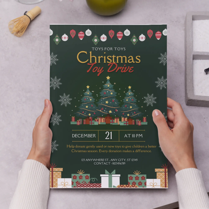 Christmas Toy Drive Flyer Template | Toy Drive Invitation - CreativeRino