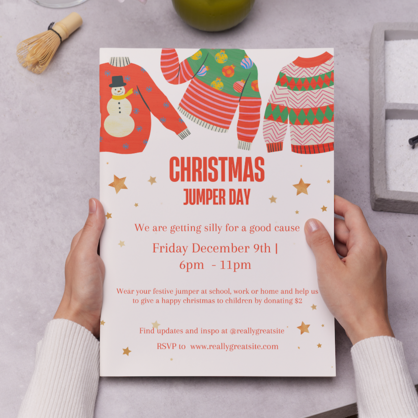 Christmas Jumper Day Invitation Template | Ugly Sweater Christmas Party Invite