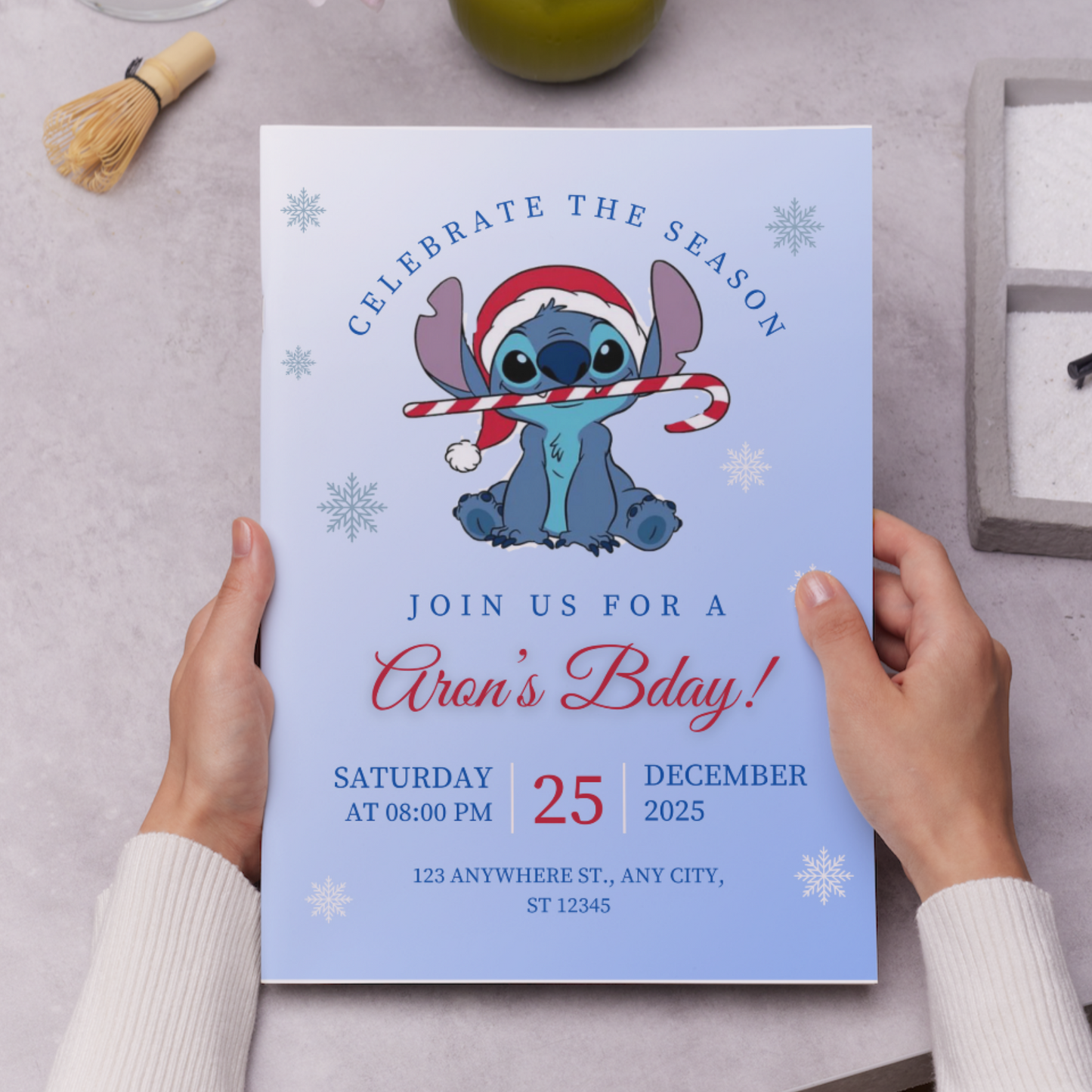 Stitch Christmas Birthday Invitation Template