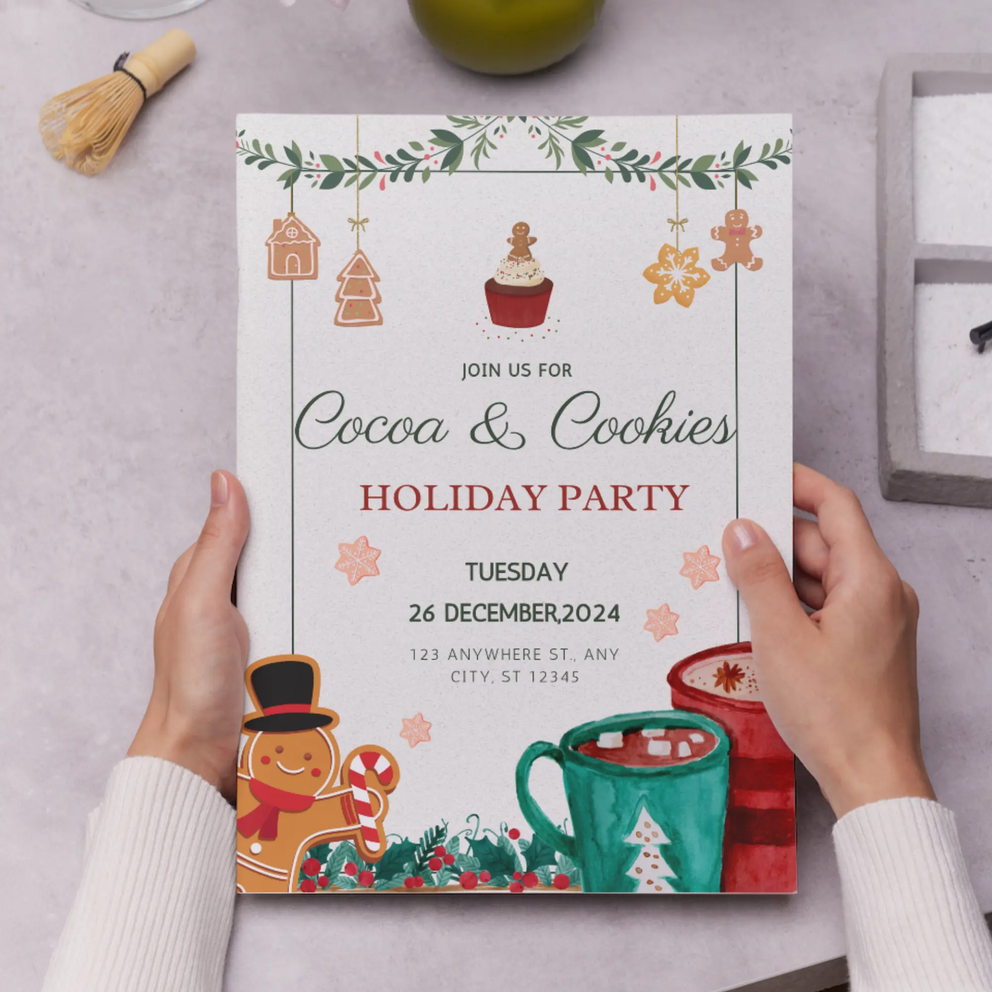 Cocoa and Cookies Christmas Invitation Template - CreativeRino