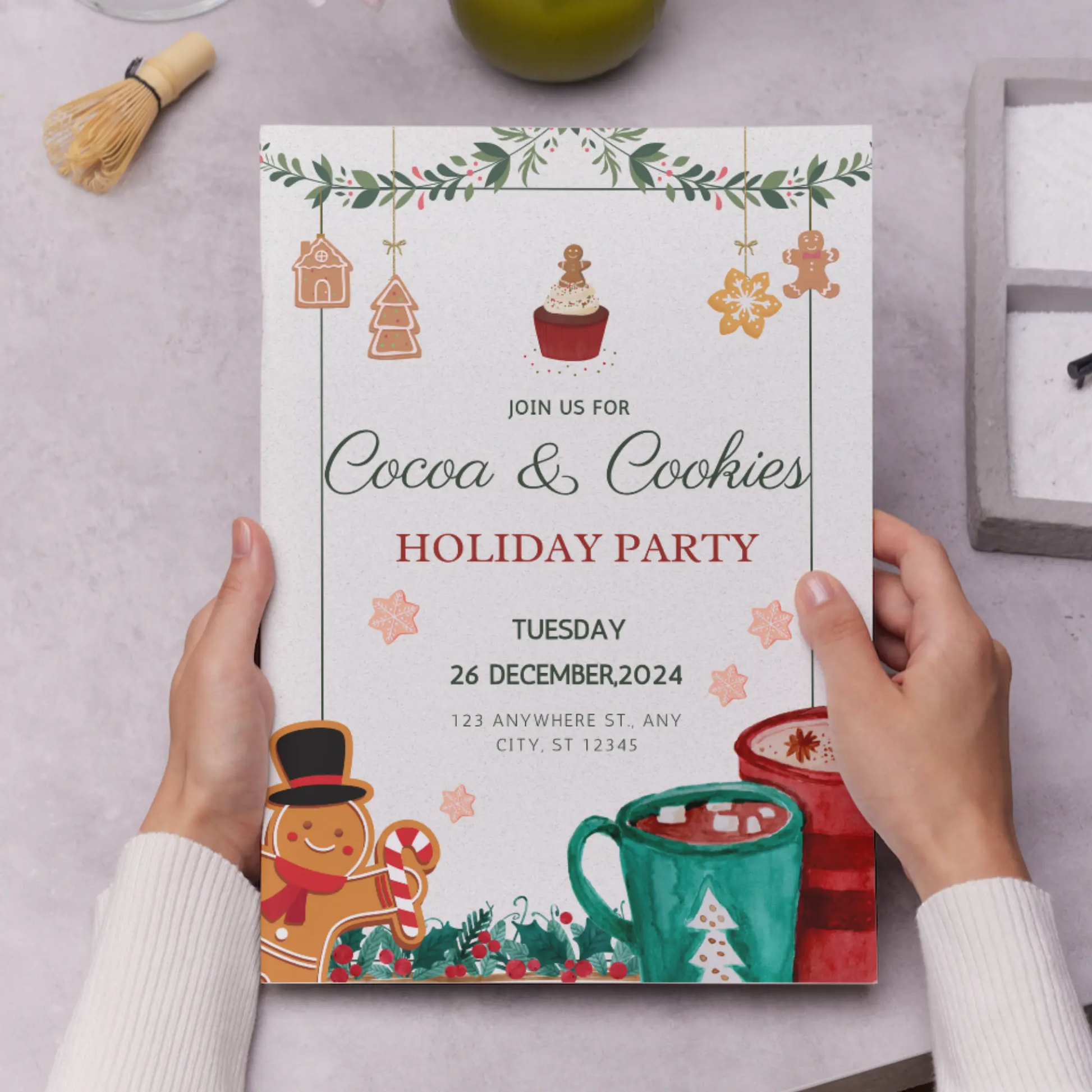 Cocoa and Cookies Christmas Invitation Template - CreativeRino