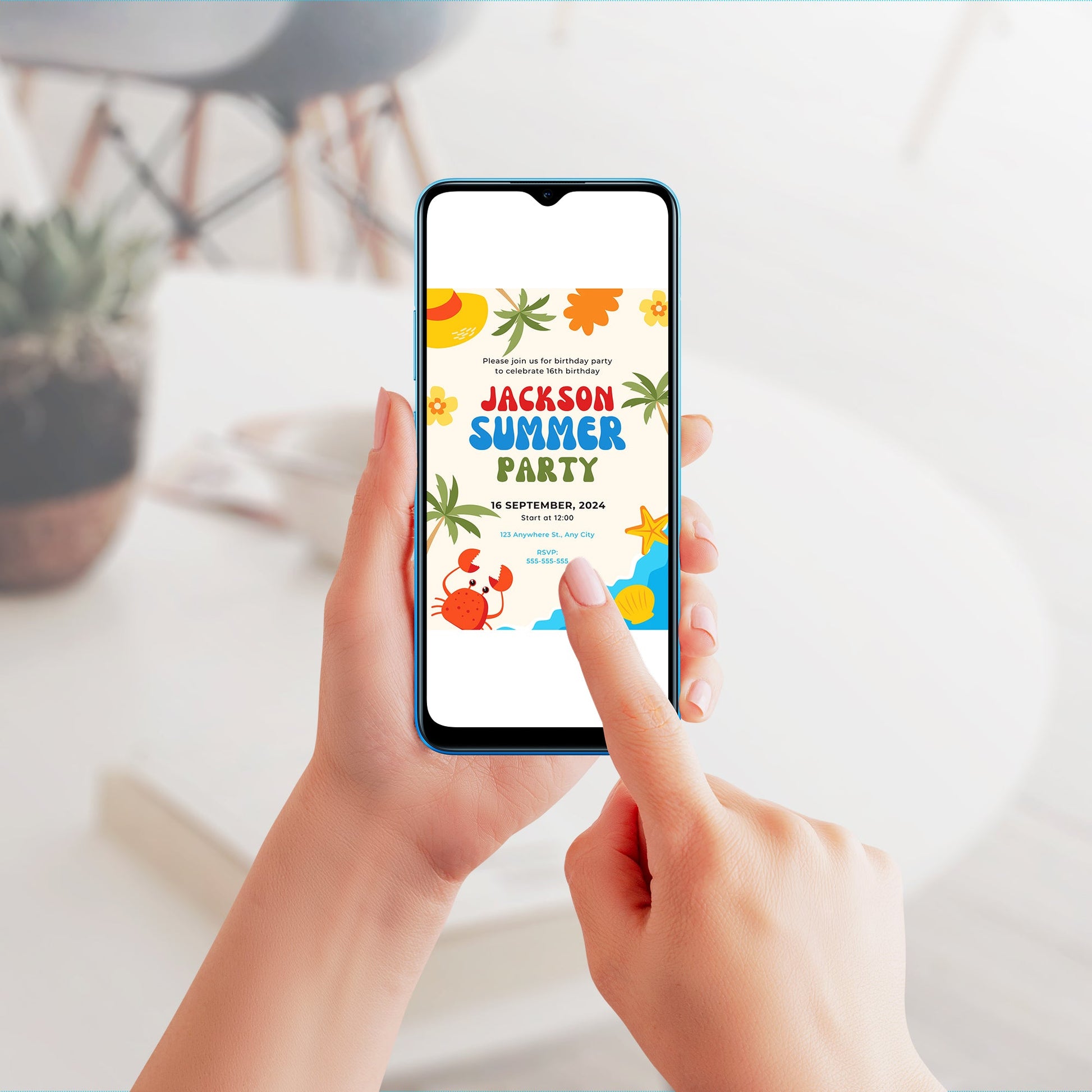 Summer Birthday Party Invitation | Summer Party Theme Invite Canva Template CreativeRino