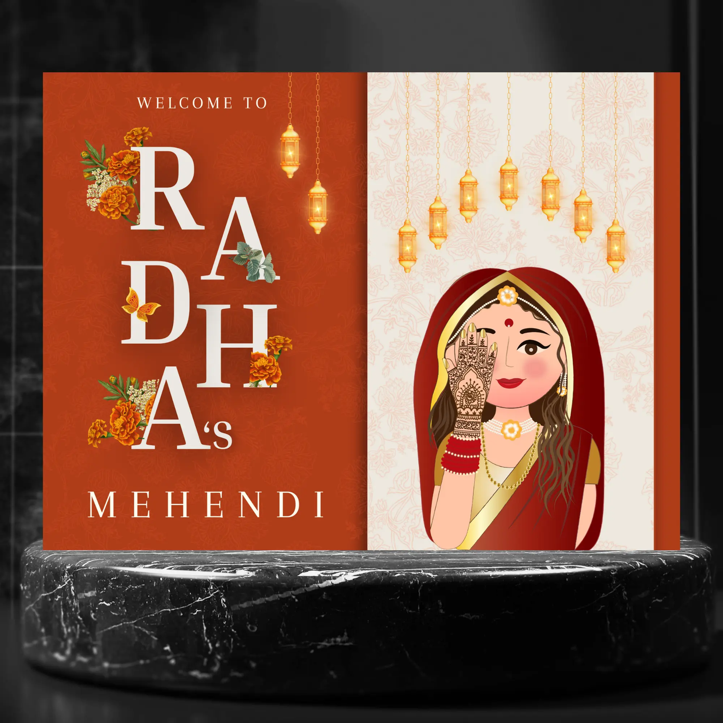 Mehndi Sign Template | Indian Wedding Welcome Sign - CreativeRino