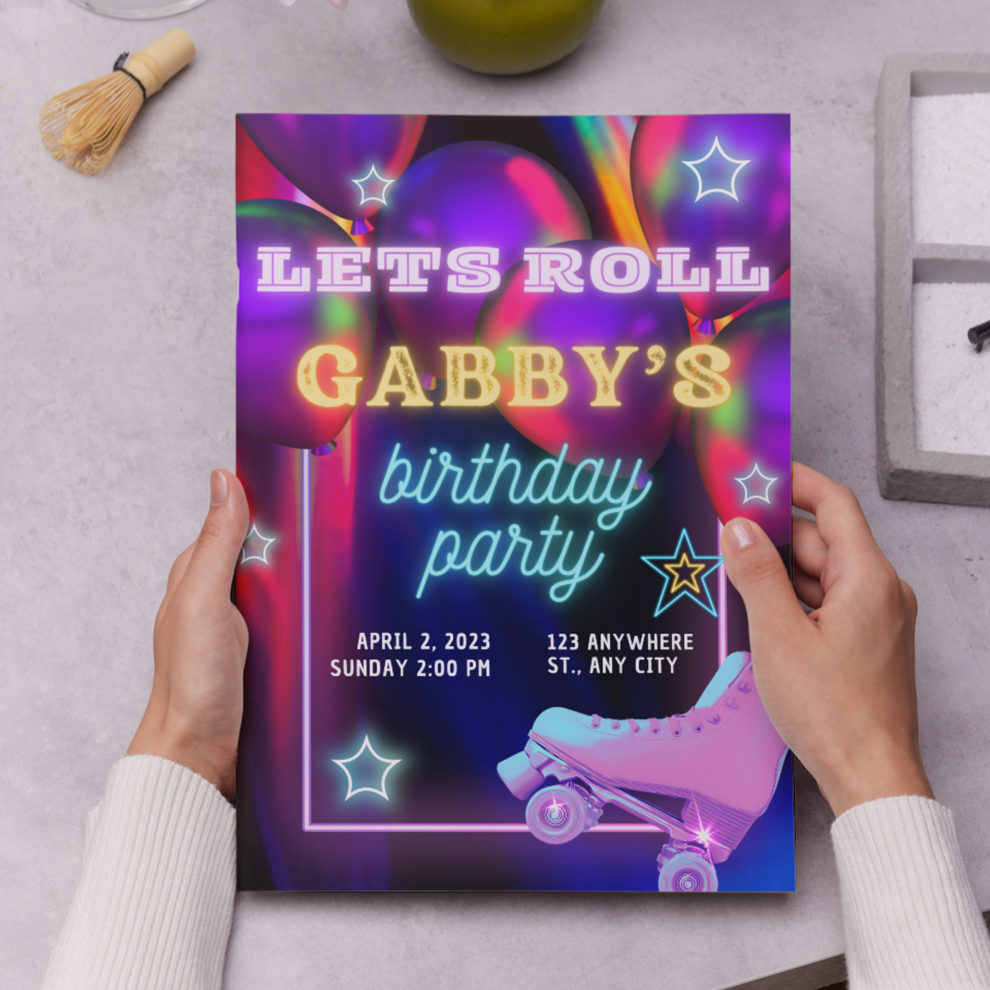 Roller Skates Skating Birthday Invitation Template