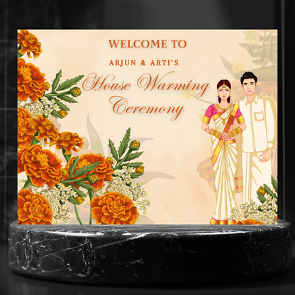 Gruhapravesham Welcome Sign Template | Indian Housewarming Welcome Sign - CreativeRino