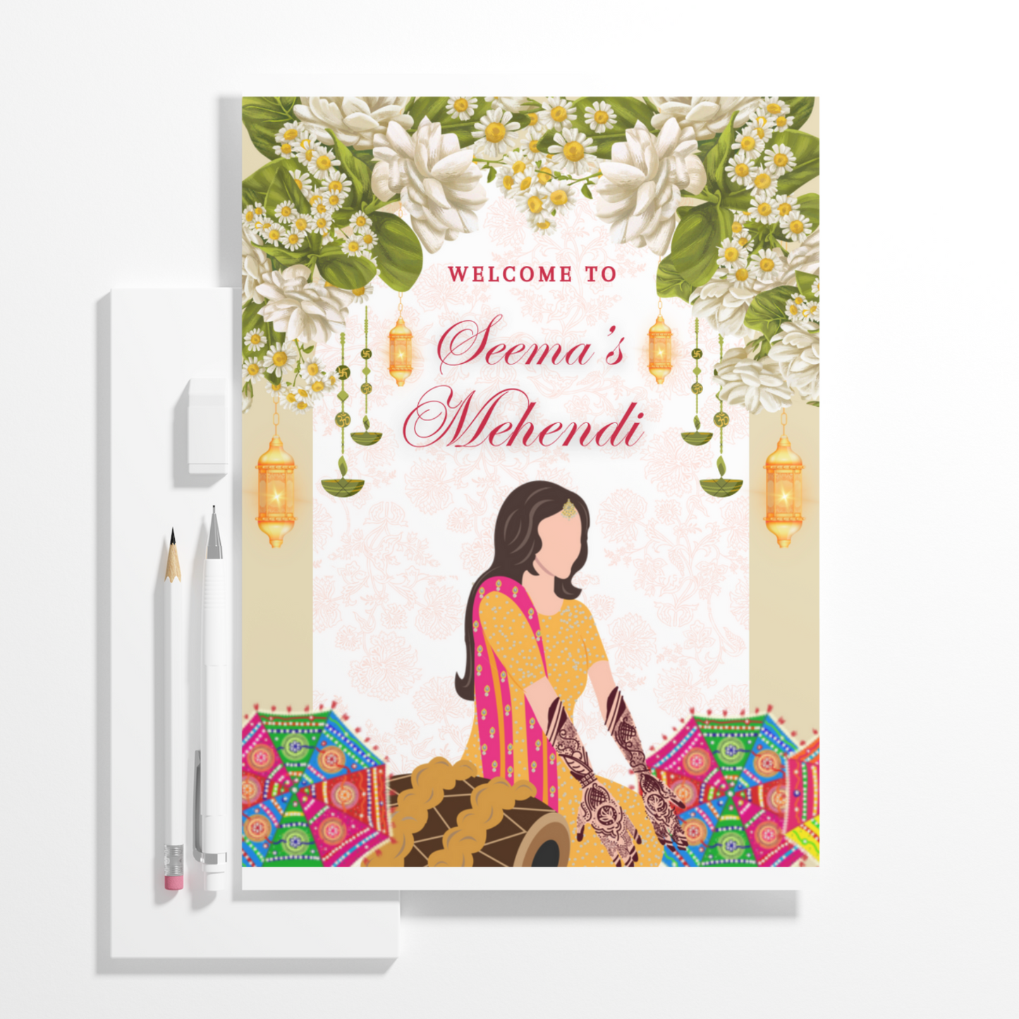 Mehndi Sign Template | Indian Wedding Welcome Sign