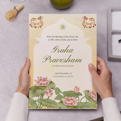 Gruhapravesham Invitation Template | Indian Housewarming Invite - CreativeRino