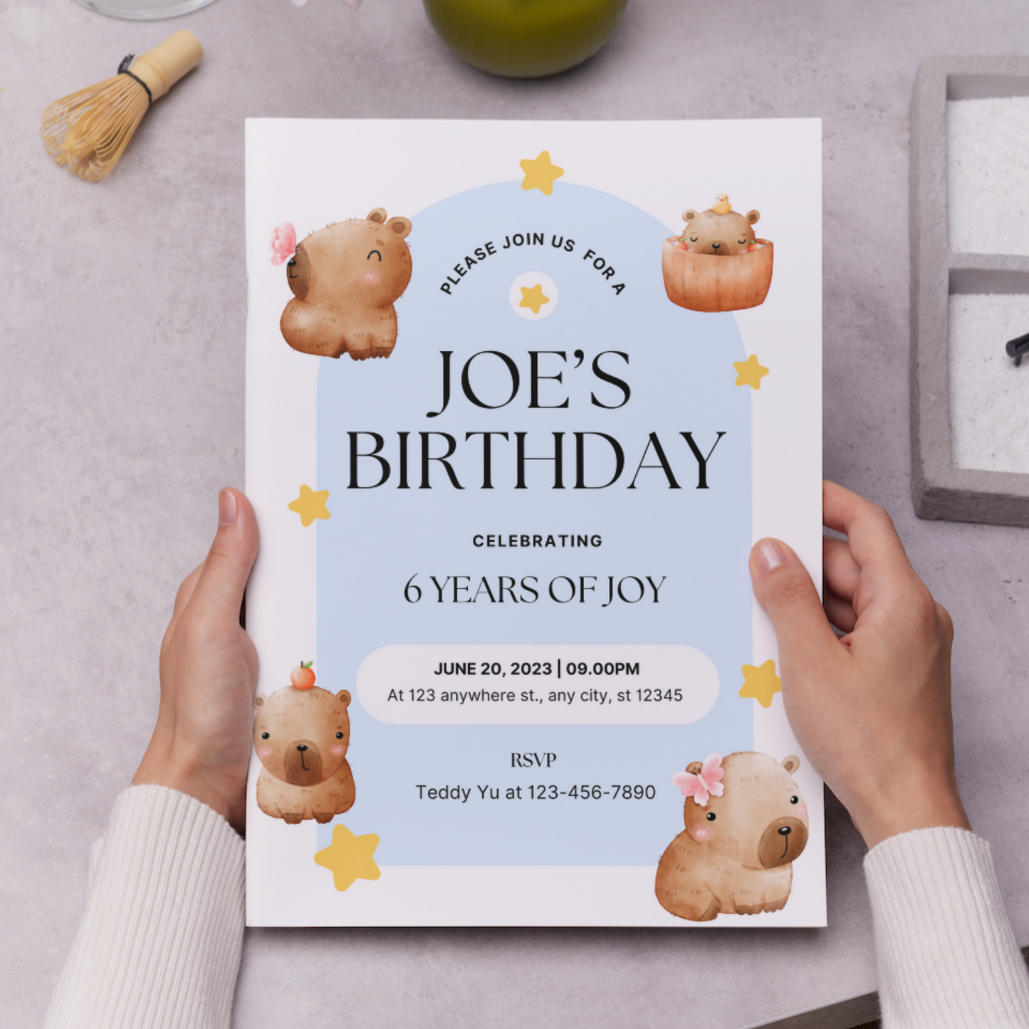 Capybara Birthday Invitation Template