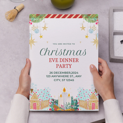 Christmas Eve Dinner Party Invite Template - CreativeRino