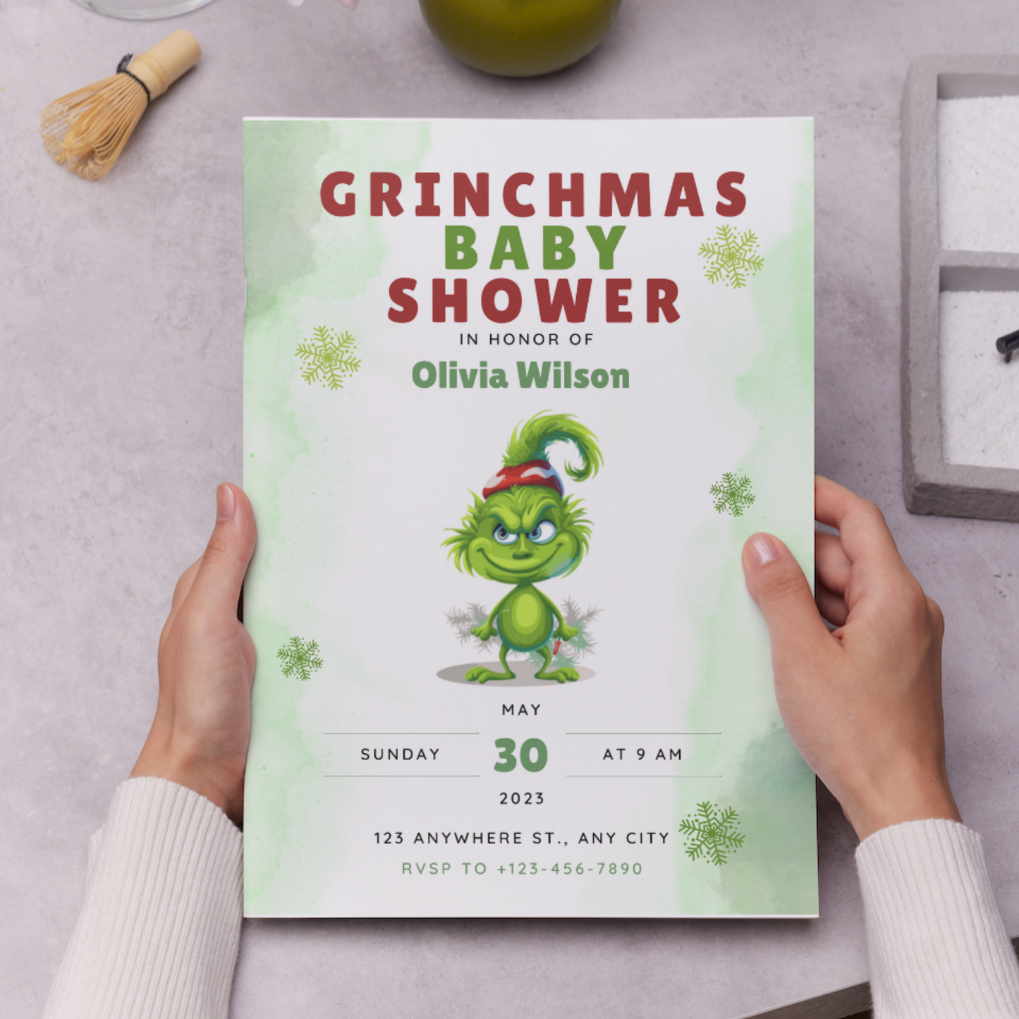 Grinchmas Baby Shower Invite Template | Grinch Whoville Baby Shower Invitation