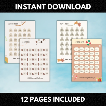 12 Month Saving Challenge Bundle | Dollar Saving Challenge | Saving Money Challenge - CreativeRino