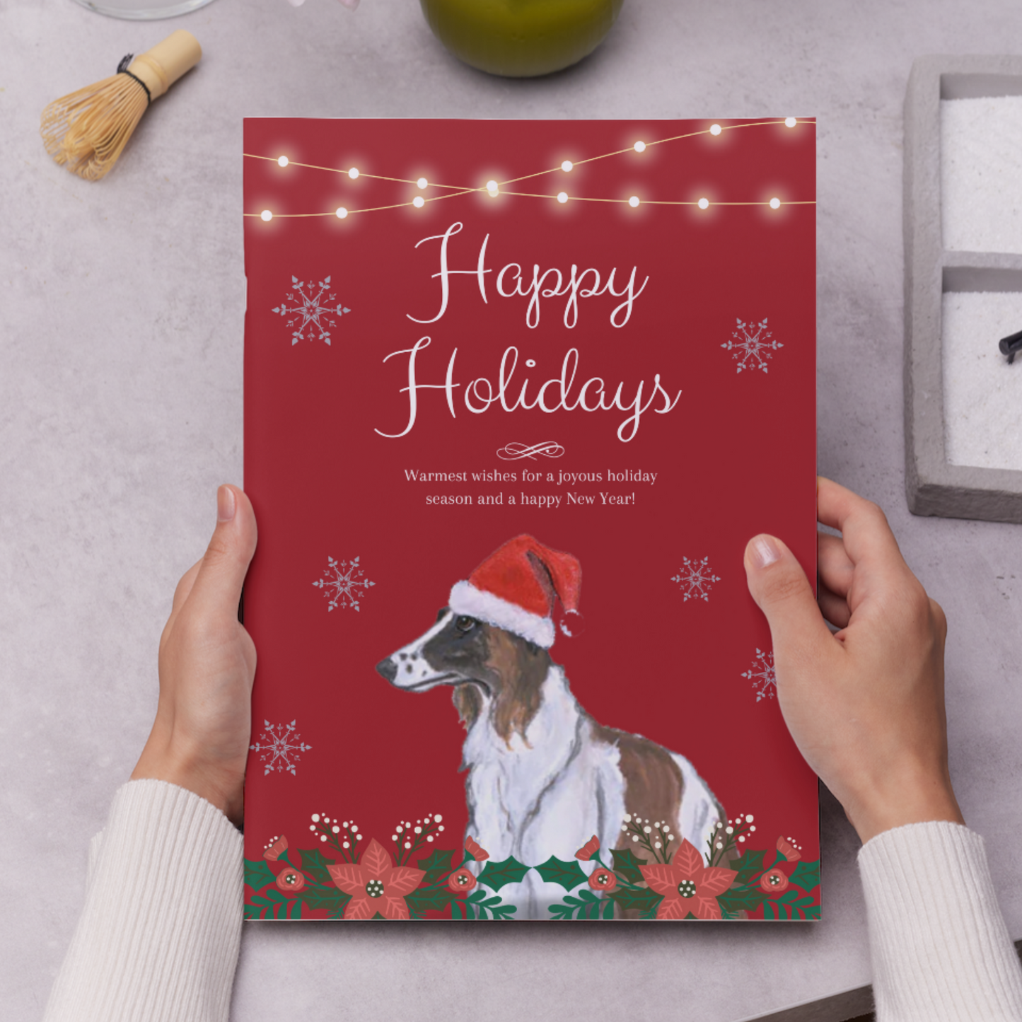 Borzoi Christmas Invitation Template