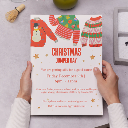 Christmas Jumper Day Invitation Template | Ugly Sweater Christmas Party Invite - CreativeRino
