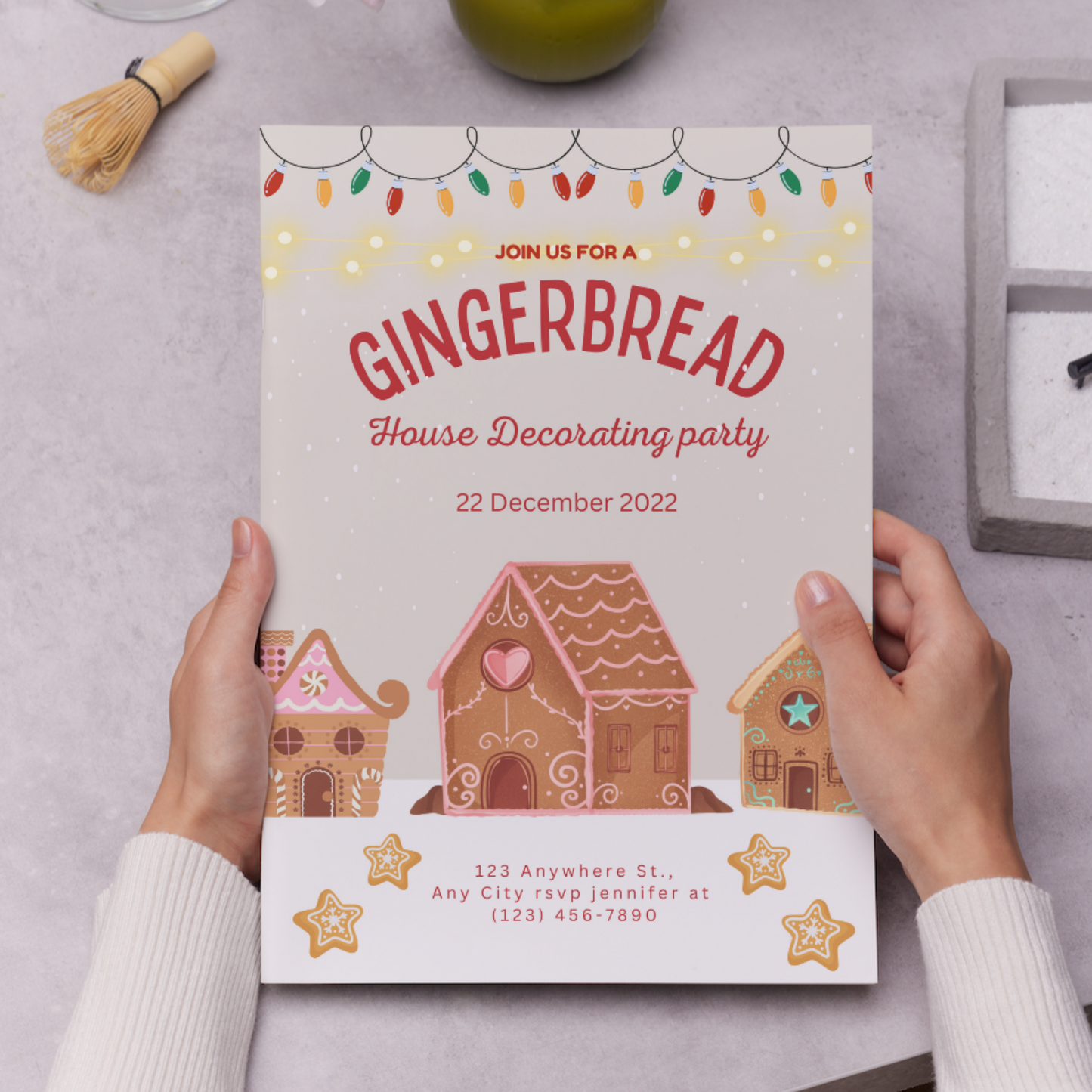 Gingerbread House Decorating Party Christmas Invitation Template