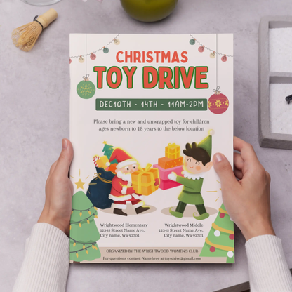 Christmas Toy Drive Flyer Template | Toy Drive Invitation - CreativeRino
