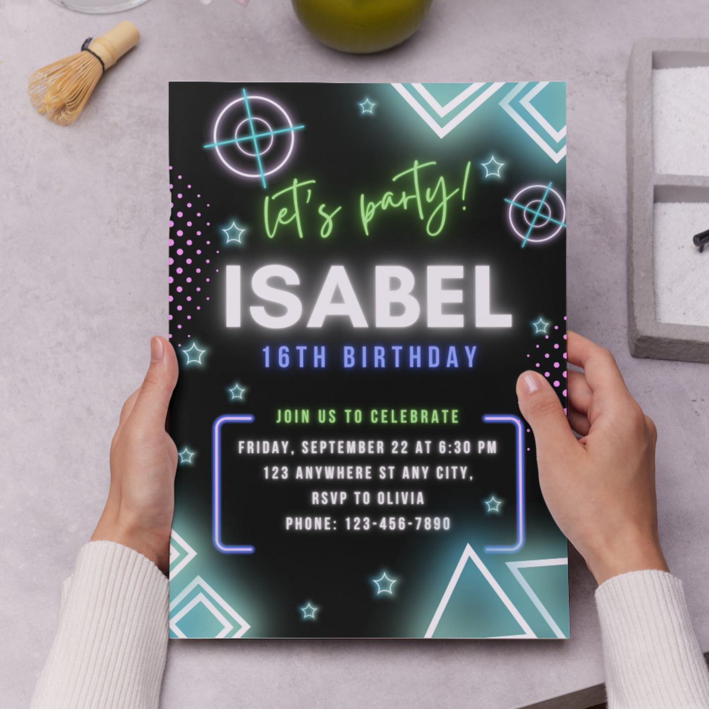 Laser Tag Gaming Birthday Invitation Template