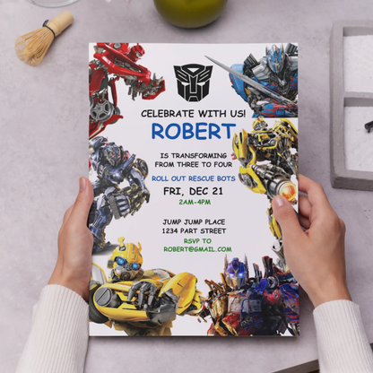 Rescue Bots Transformers Birthday Invitation Template - CreativeRino