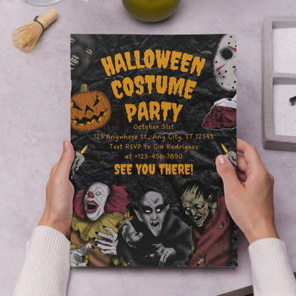 Horror Halloween Costume Party Invitation Template - CreativeRino