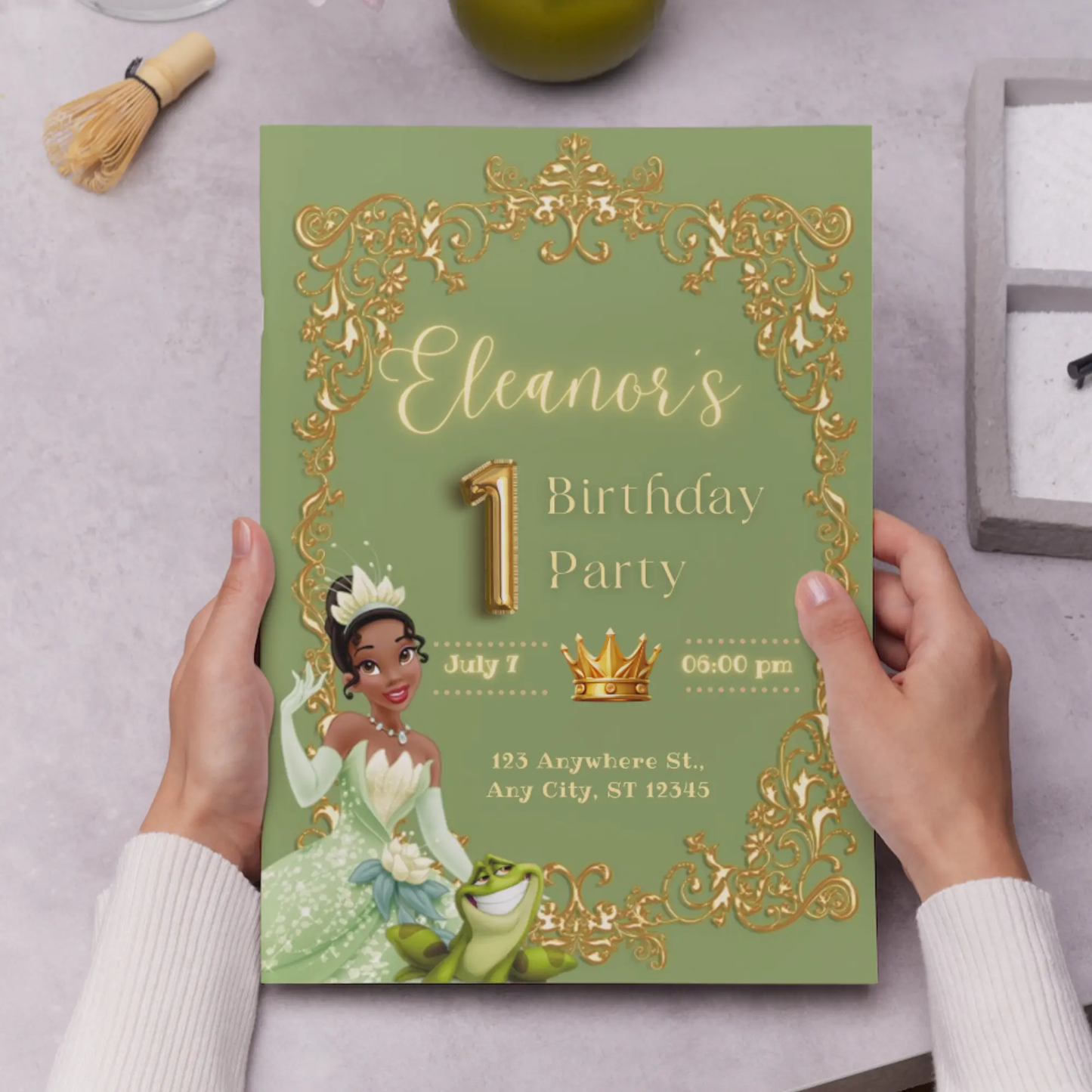 Princess Tiana Birthday Invitation Template - CreativeRino