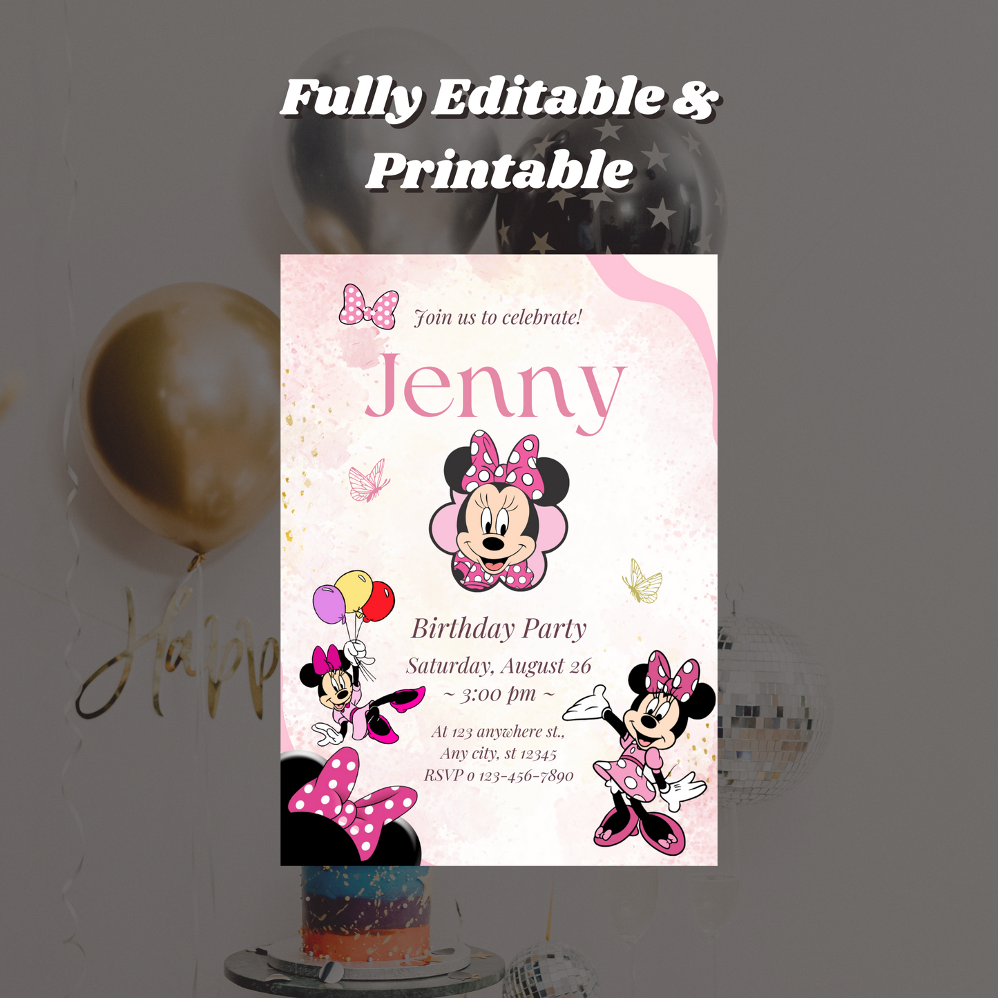 Minnie Mouse Birthday Invitation Template