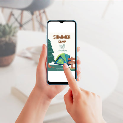 Camping Invite | Summer Camp Bachelorette Invitation Canva Template CreativeRino