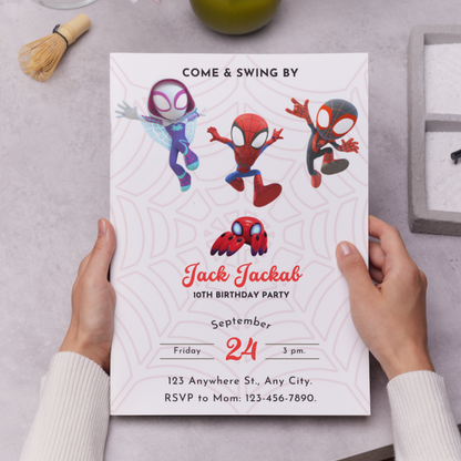 Spidey and his Amazing Friends Birthday Invitation Template - CreativeRino