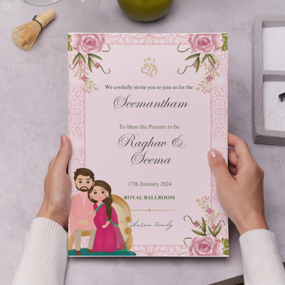 Seemantham Invite Template | Indian Baby Shower Invitation - CreativeRino