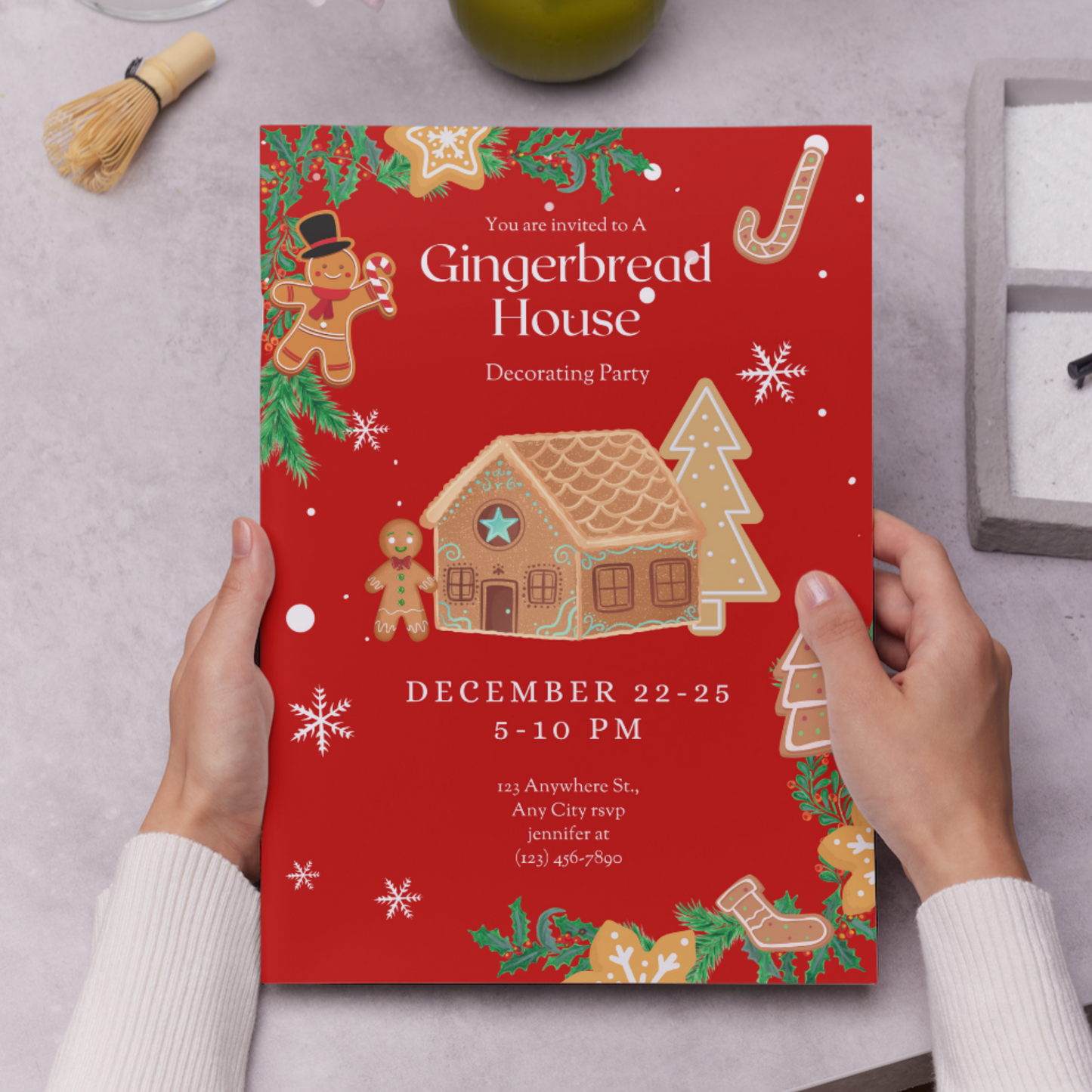 Gingerbread House Christmas Invitation Template