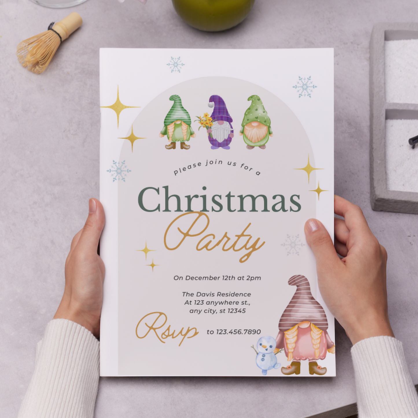 Gnome Christmas Party Invitation Template