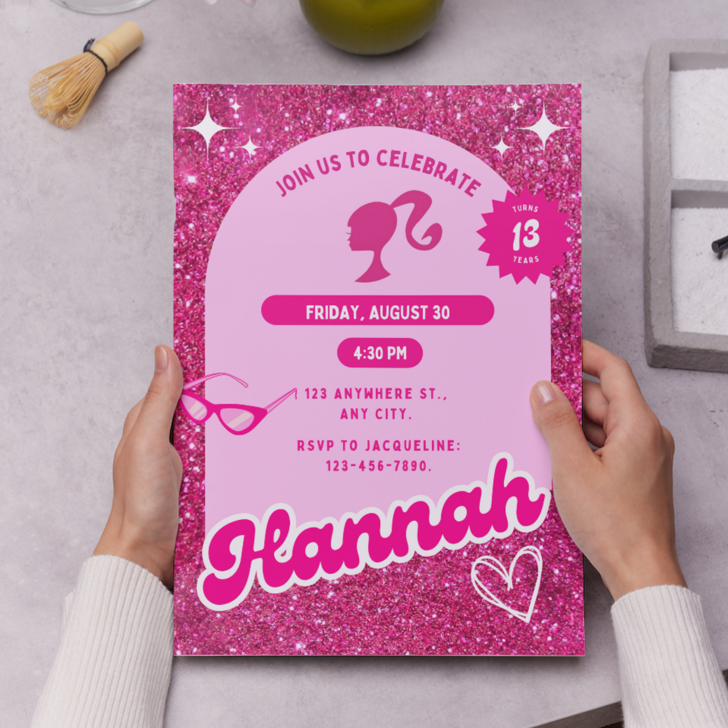 Hot Pink Doll Birthday Invitation Template