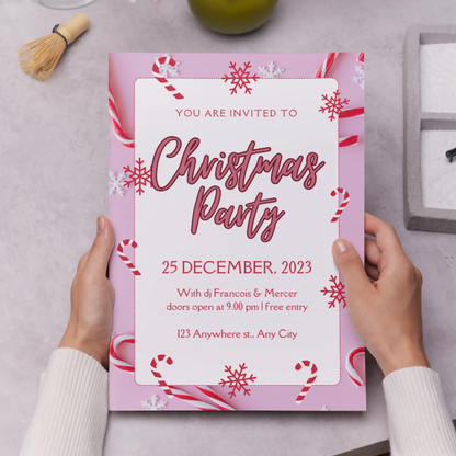 Peppermint Christmas Party Invitation Template - CreativeRino