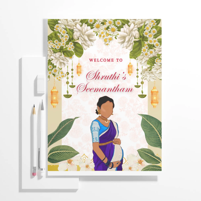 Seemantham Ceremony Sign Template | Indian Baby Shower Welcome Sign - CreativeRino