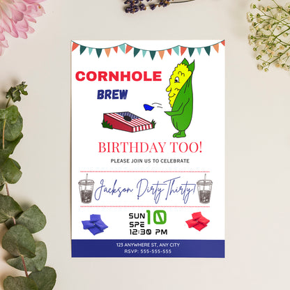 Cornhole Birthday Invitation Template - CreativeRino