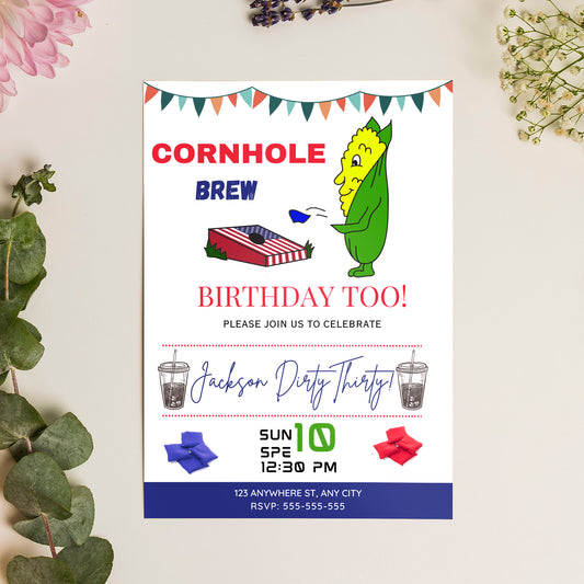 Cornhole Birthday Invitation Template